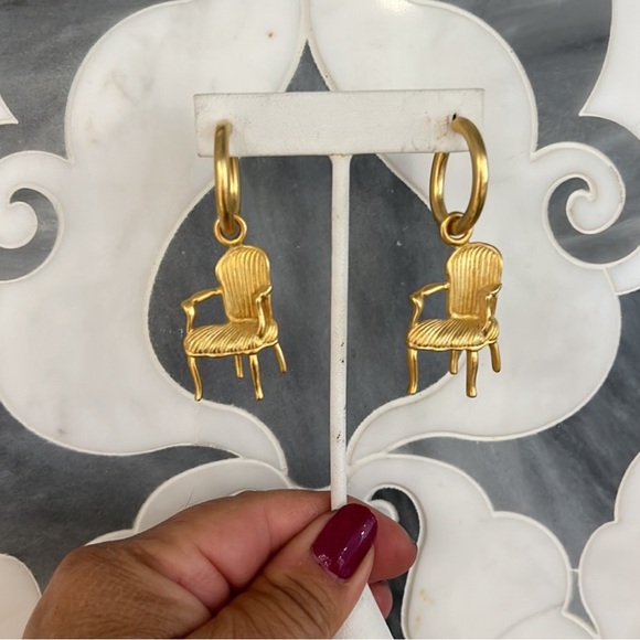 Calling All Interior Designers! Chair Chair On Hoops Earrings-Boutique - Picture 1 of 9